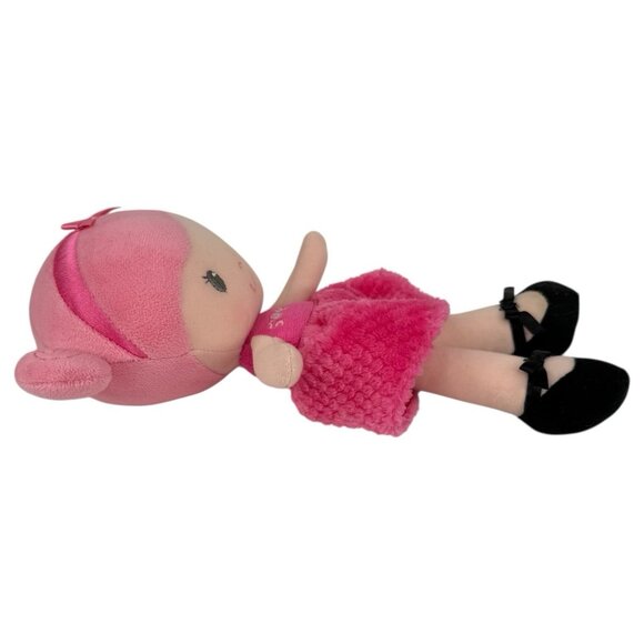 BABY STARTERS Sweet Doll Plush Pink Hair Dress Black Shoe Stuffed Toy Baby Lovey - Picture 5 of 7